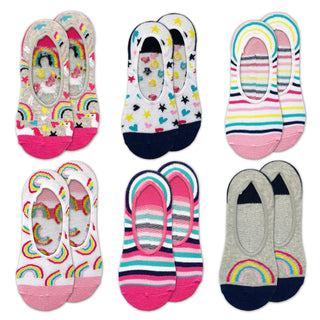 Girls 6PK Unicorn/Stripes Invisible Liner Socks
